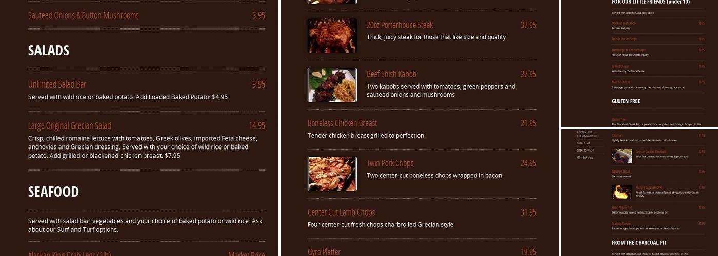 Blackhawk Steak Pit Menu