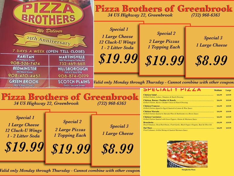 Pizza Brothers Greenbrook Menu