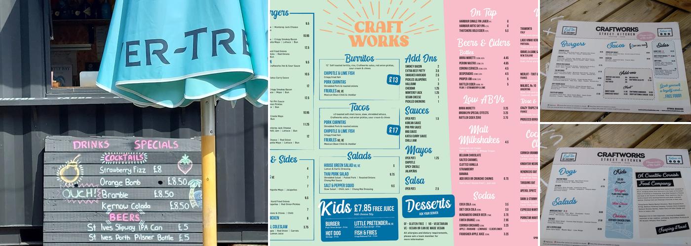 Craftworks Secret Garden Menu