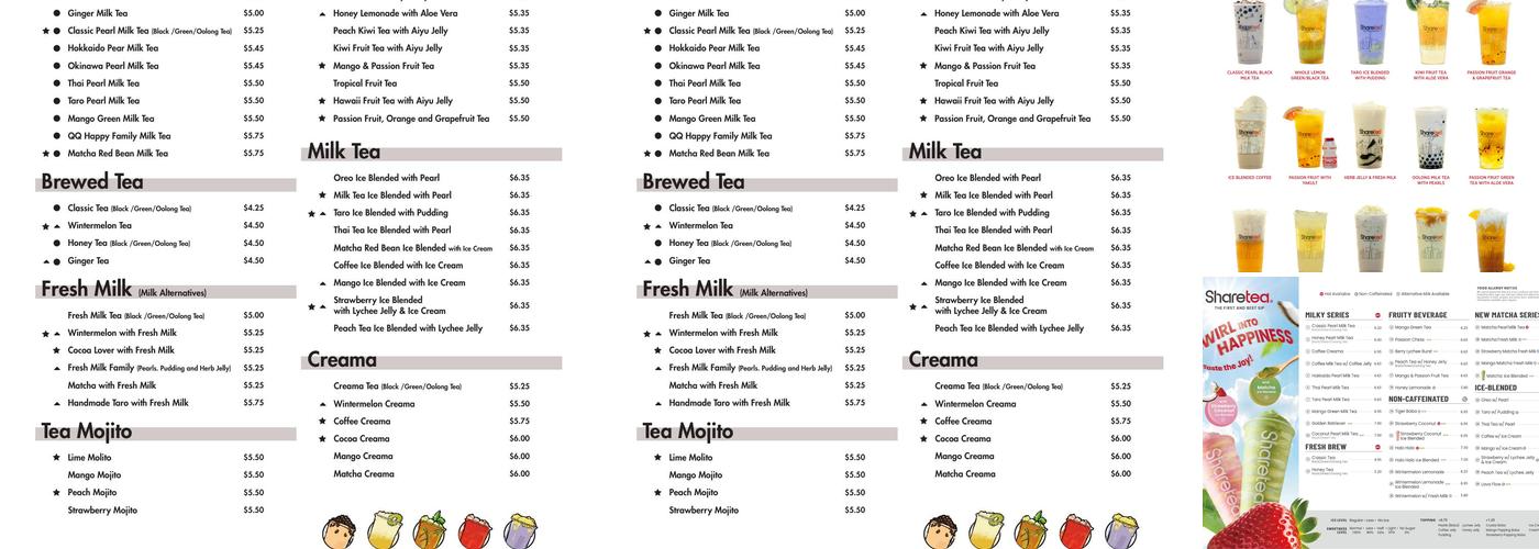 Sharetea Menu