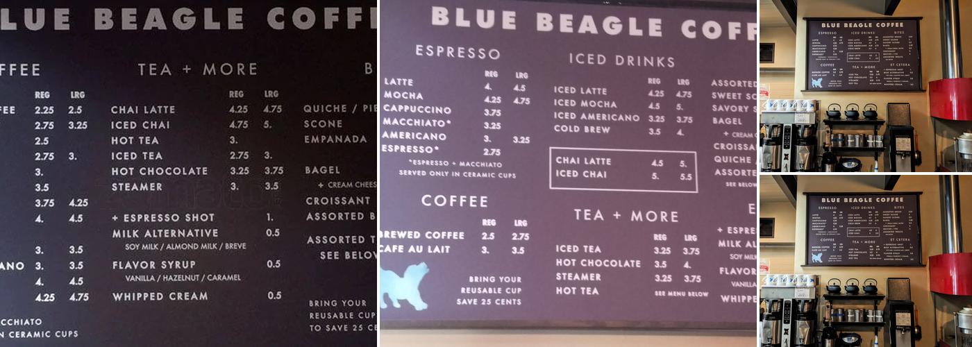 Blue Beagle Coffee Menu