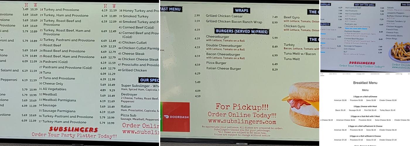 Subslingers Menu