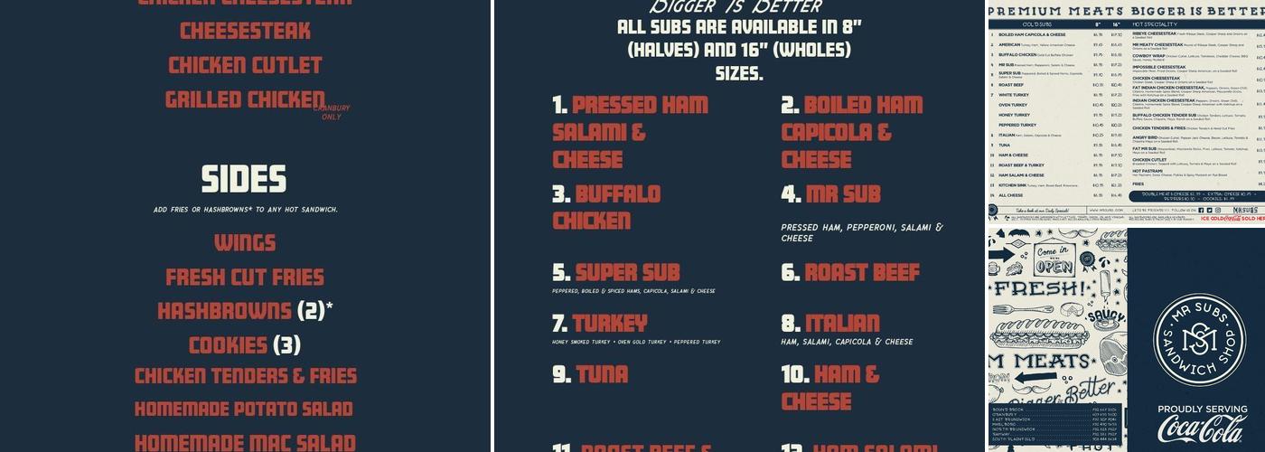 Mr Subs Menu