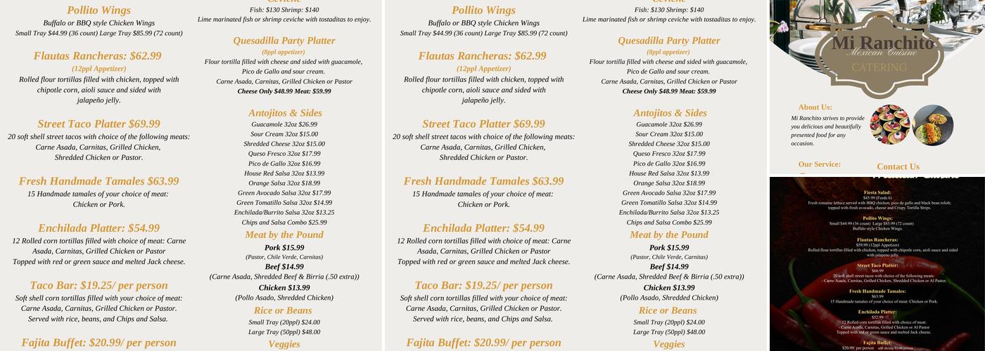 Mi Ranchito Menu