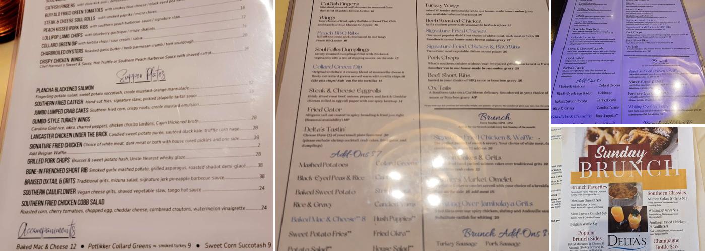 Delta's Restaurant Menu