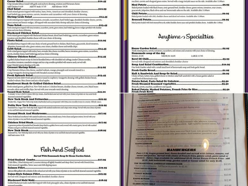 Kaffe Mocha & Grill Menu
