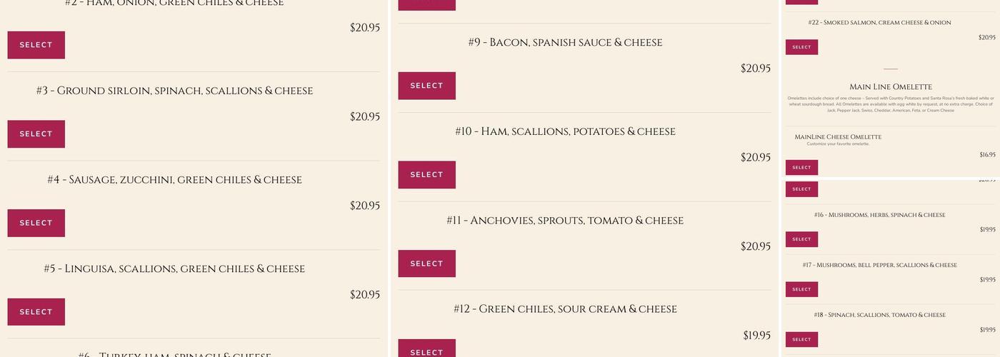 Omelette Express Menu