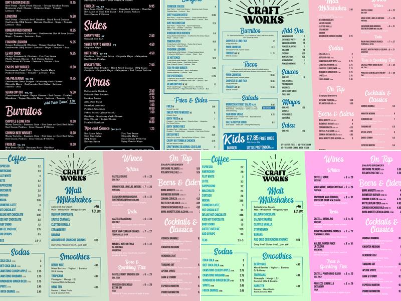 Camel Trail Cycle Hire Menu