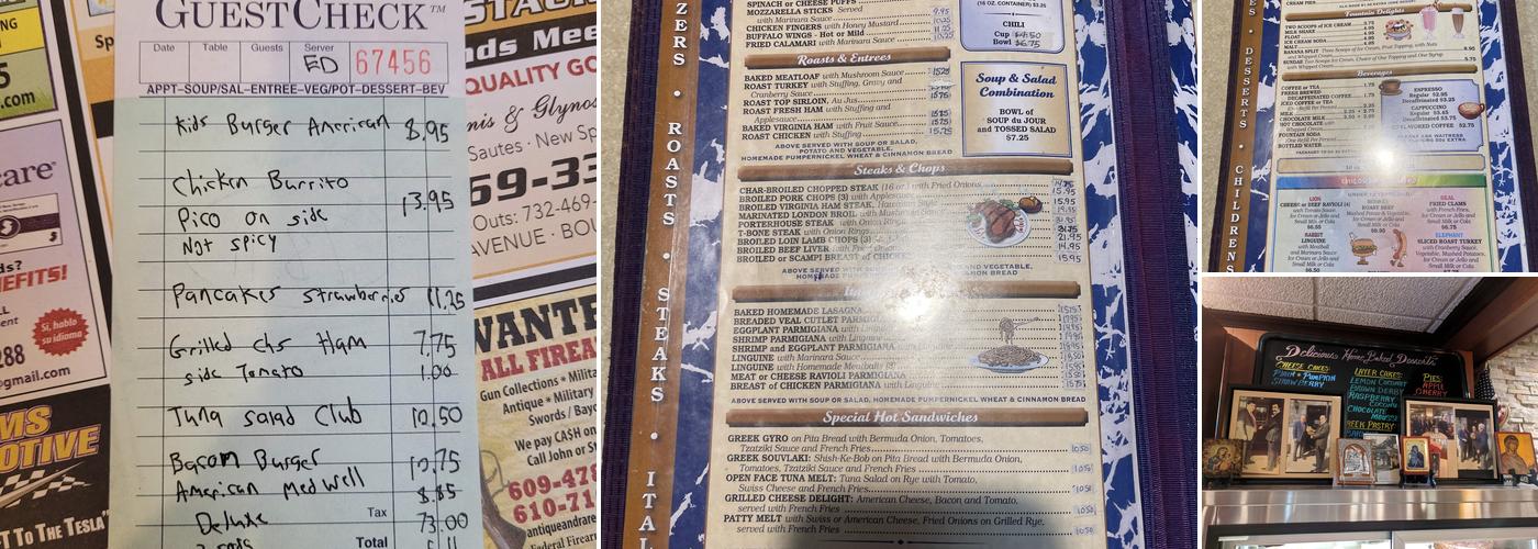 Golden Corner Diner Menu