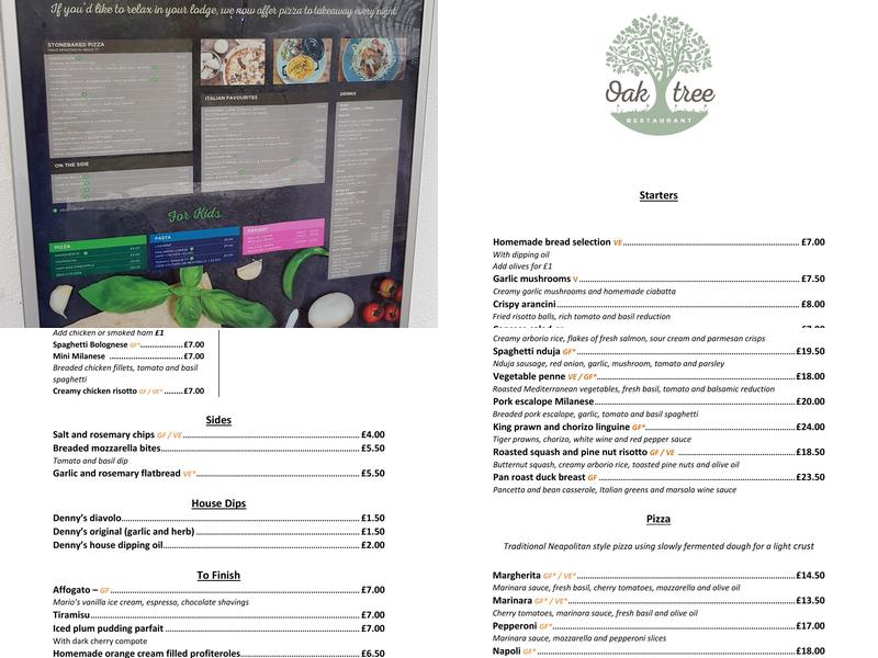 Oak Tree Menu