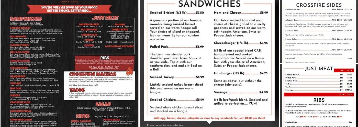 Crossfire Grill Menu