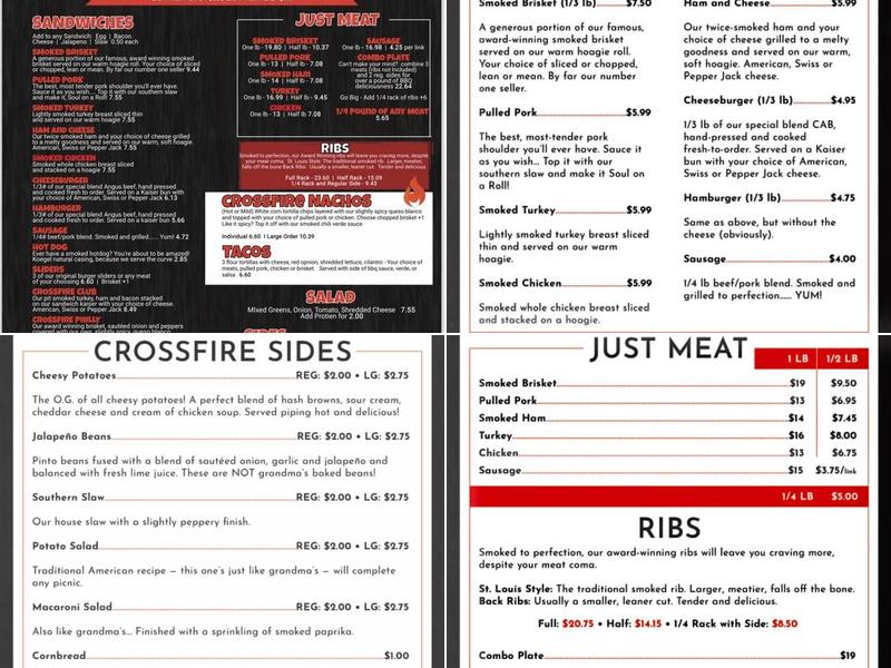 Crossfire Grill Menu