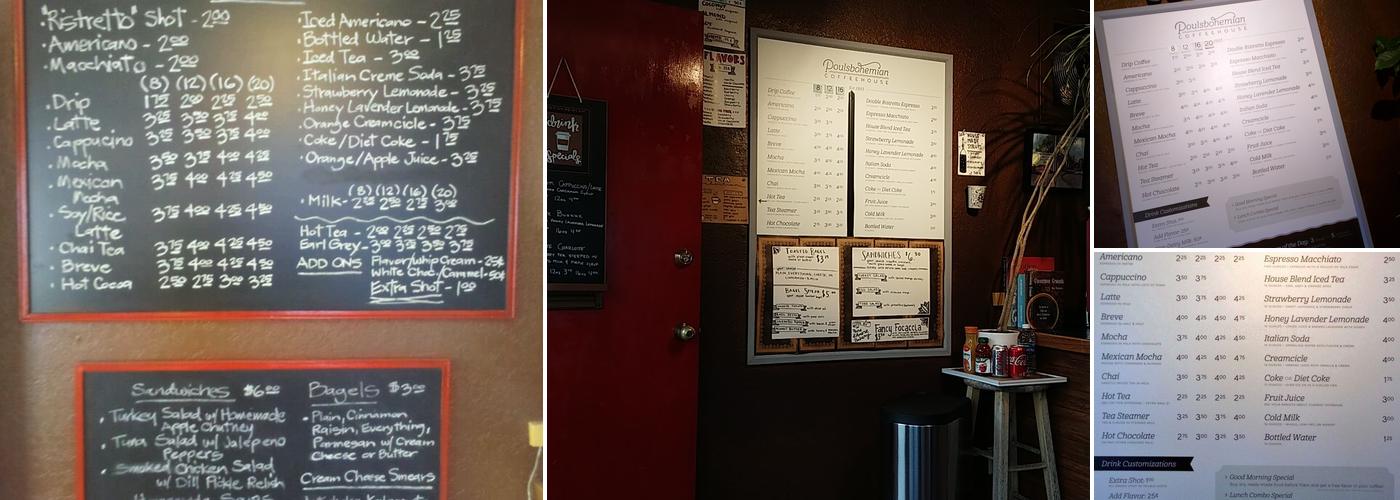 Poulsbohemian Coffeehouse Menu