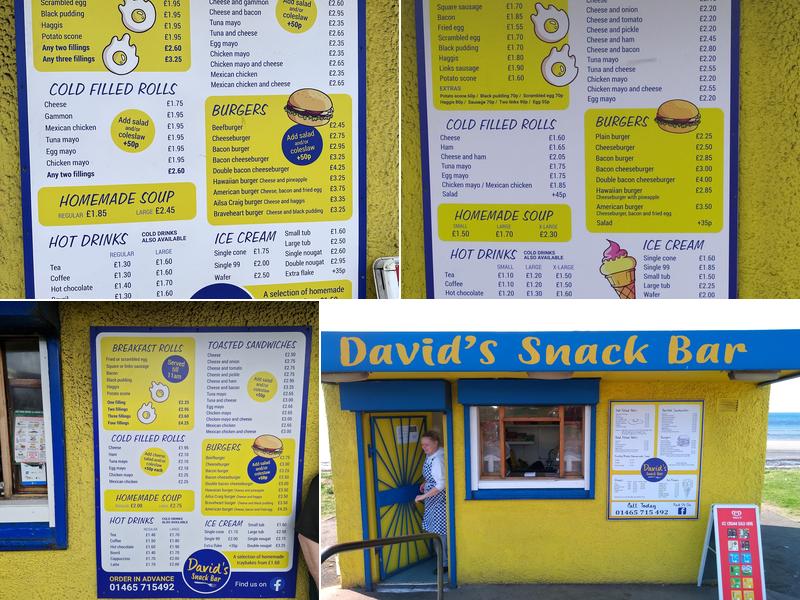 David's Snack Bar Menu