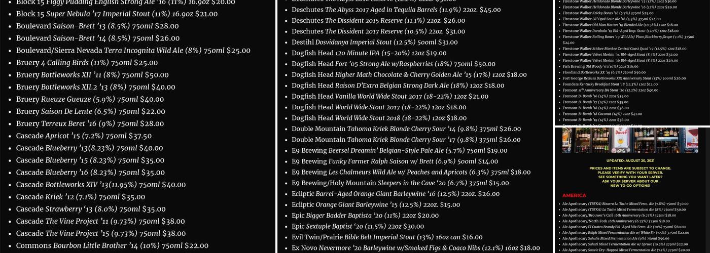Brouwer's Cafe Menu
