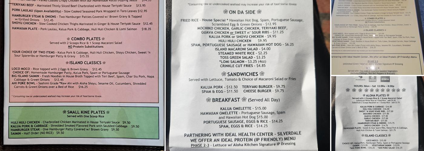 Aloha Kitchen Menu