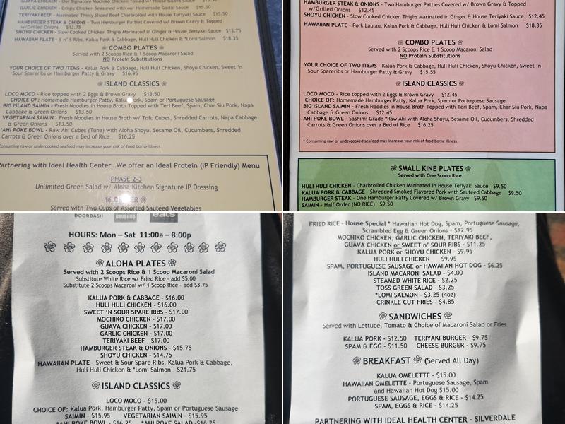 Aloha Kitchen Menu