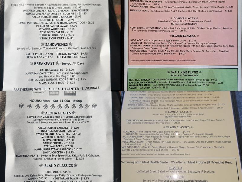 Aloha Kitchen Menu