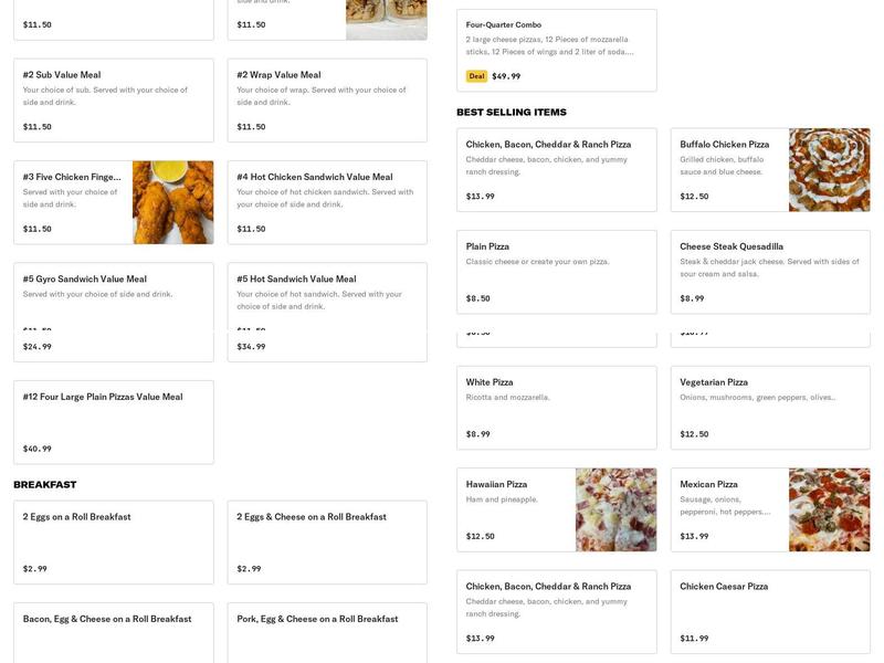 The Original Picken Chicken Menu