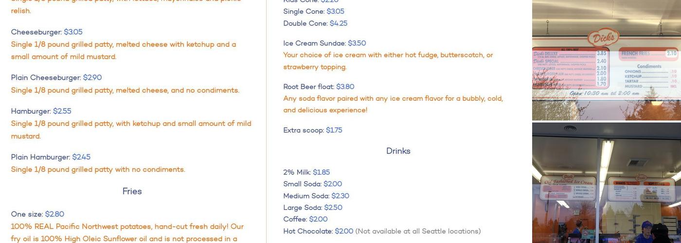 Dick's Drive-In Menu