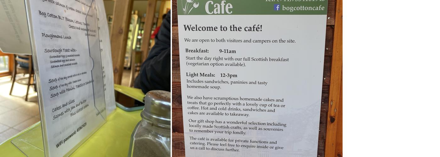 Bog Cotton Café Menu