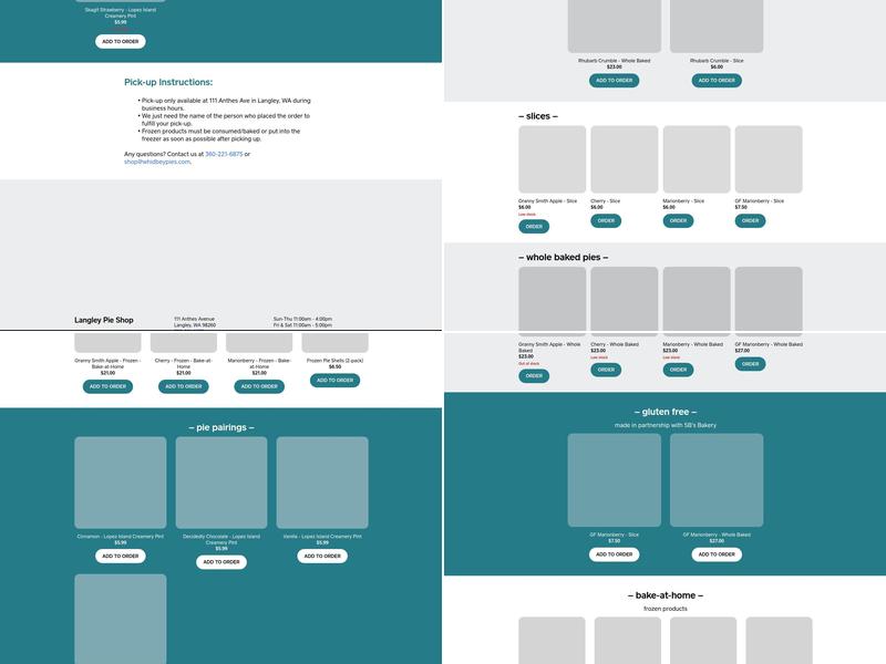 Whidbey Pies Pie Shop Menu