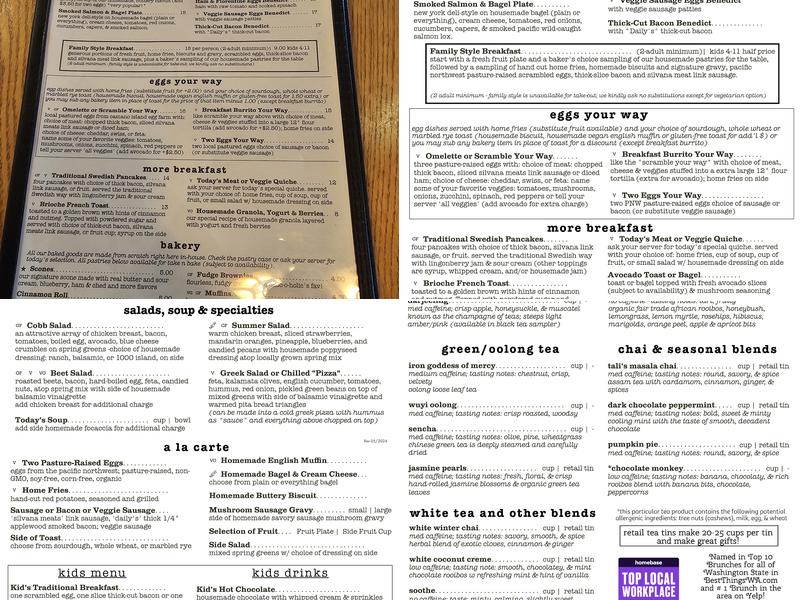 Cama Beach Cafe and Catering Menu