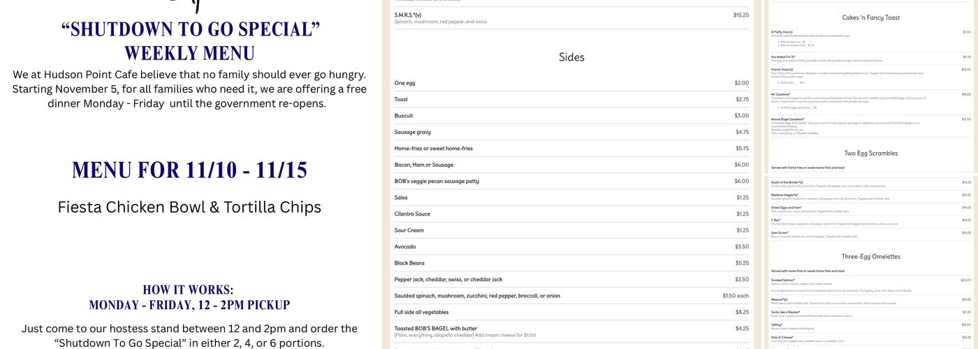 Hudson Point Café Menu
