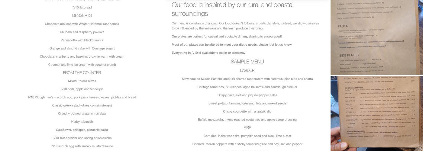 IV10 Cafe Bar Deli Menu