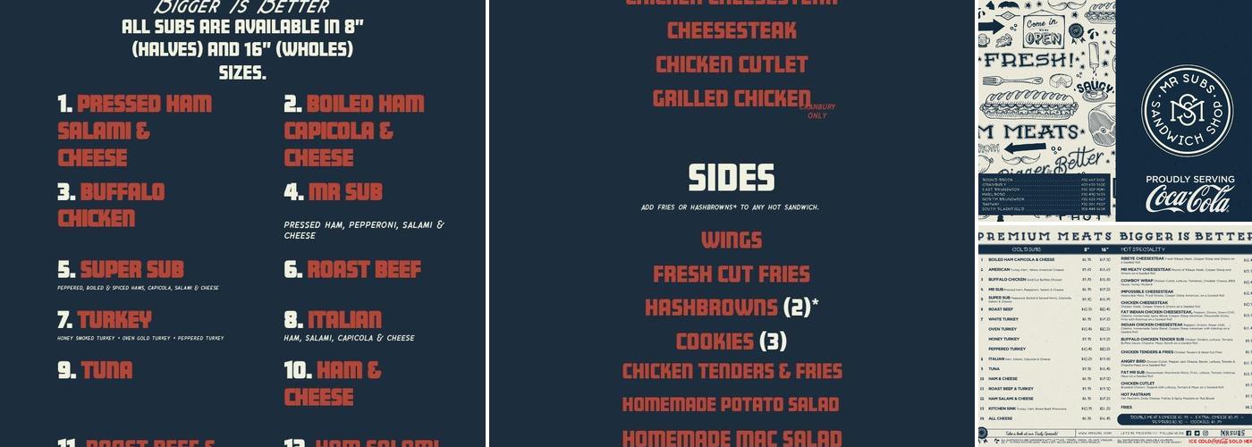 Mr Subs Menu