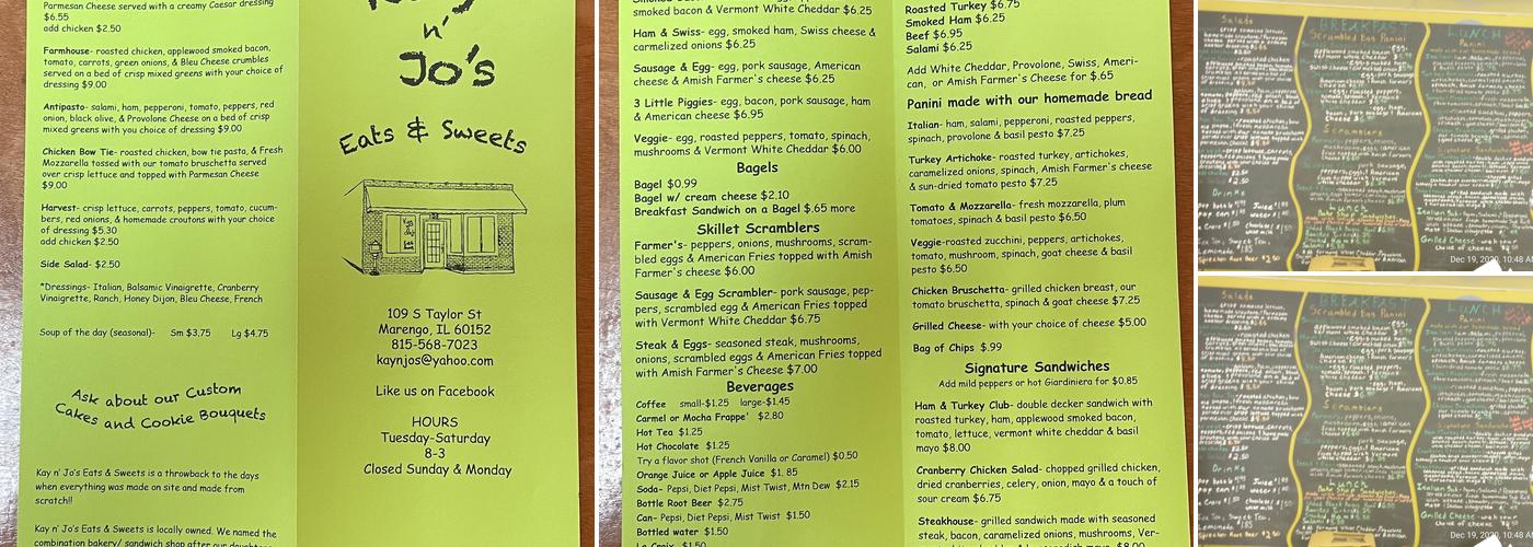 Kay n' Jo's Eats & Sweets Menu
