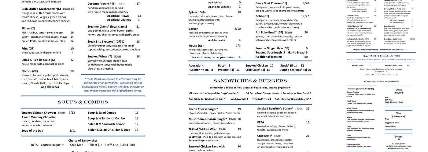 The Kingston Ale House Menu