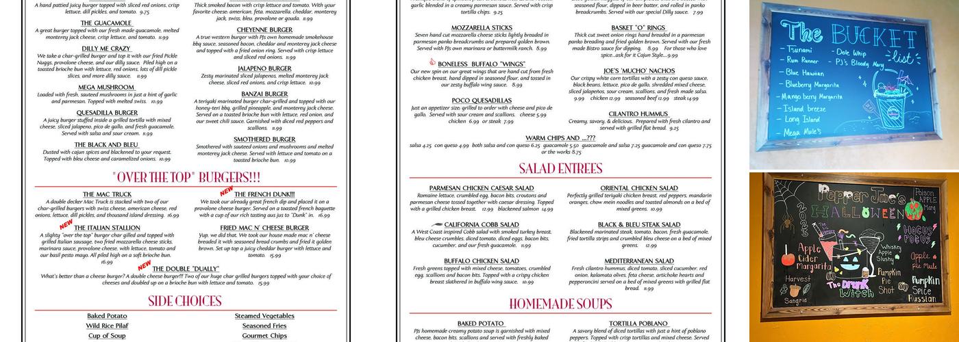 Pepper Joe's Menu