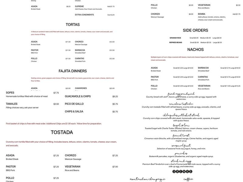 Mixteca Menu