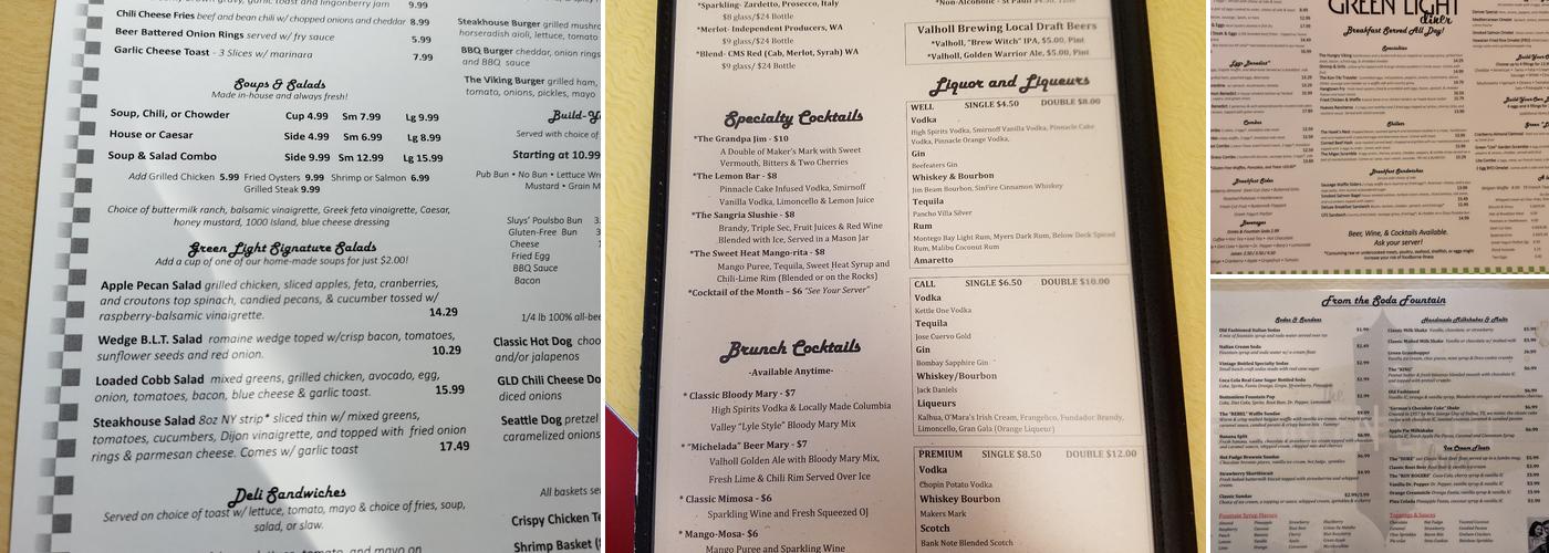 Green Light Diner Menu