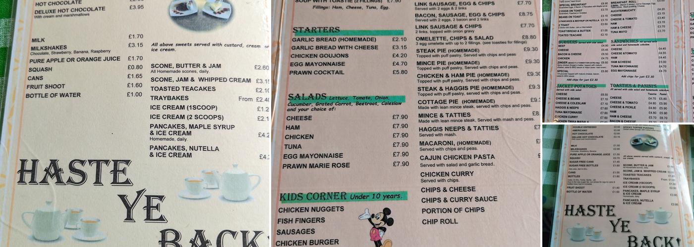 Balkenna Tea Room Menu