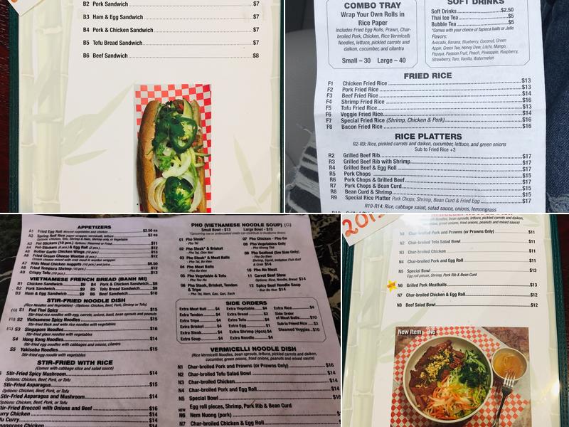 Pho Kim Chi Menu