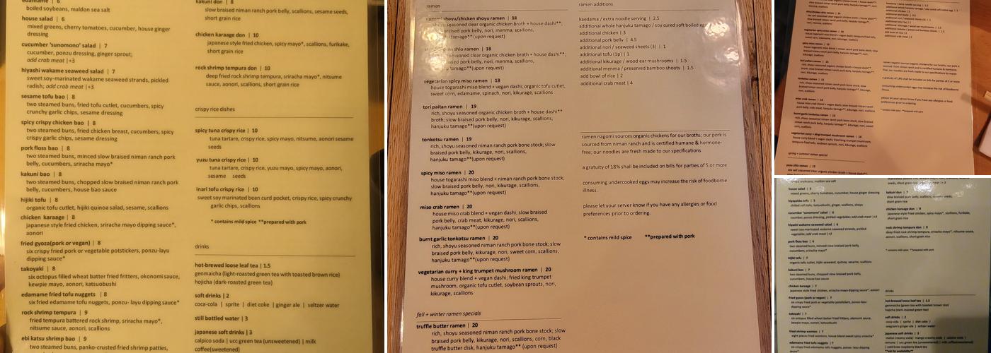 Ramen Nagomi Menu