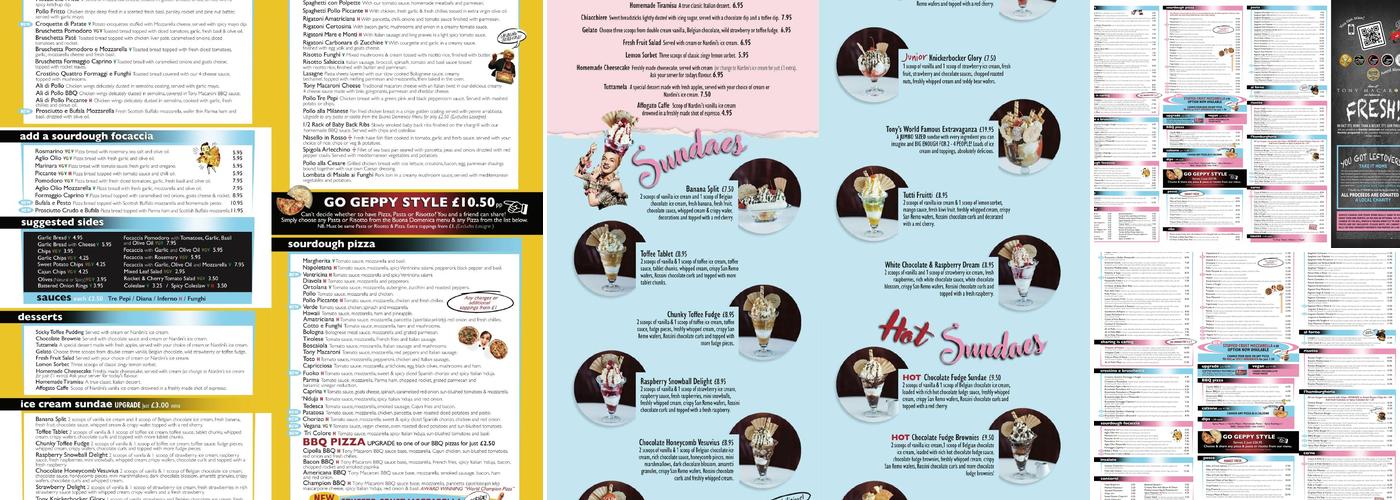 Tony Macaroni Largs Menu