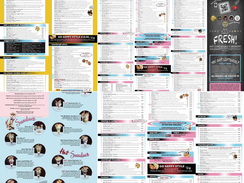 Tony Macaroni Largs Menu