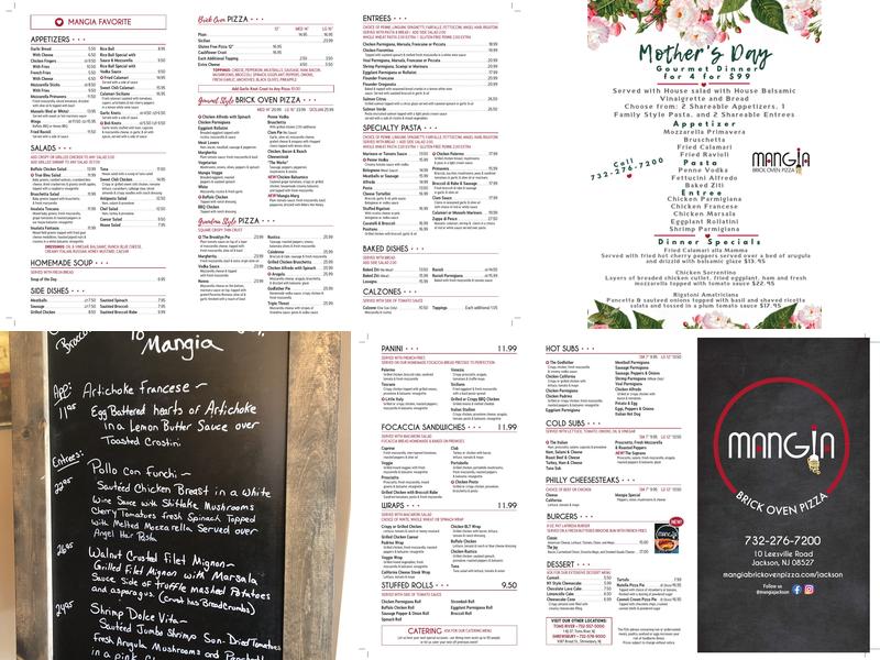 Mangia Brick Oven Pizza - Jackson, NJ Menu