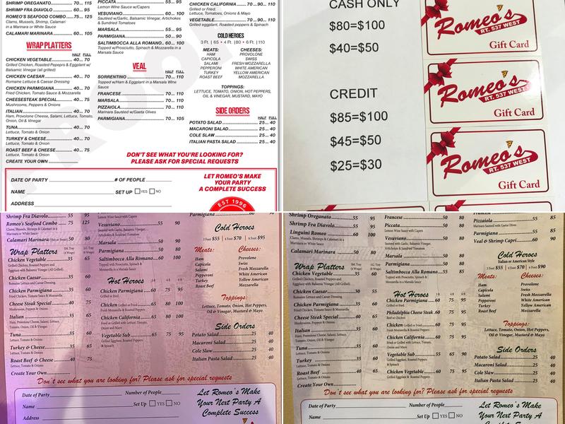 Romeo's Raintree Pizzeria Menu