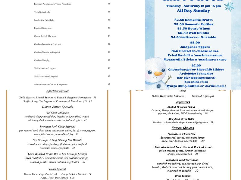 Hangar 21 Tavern Restaurant & Pizzeria Menu