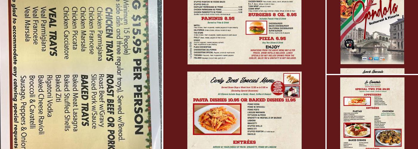 La Gondola Pizzeria Restaurant Lakehurst N.J. Menu