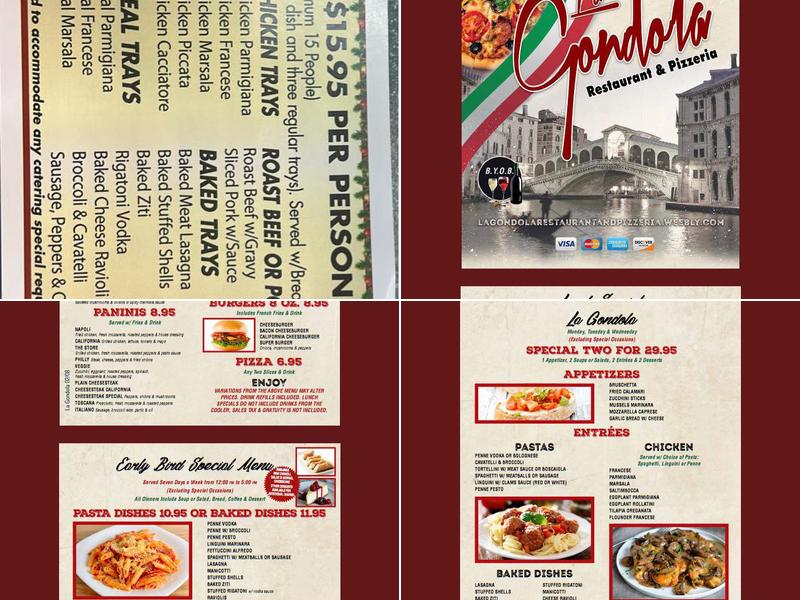 La Gondola Pizzeria Restaurant Lakehurst N.J. Menu