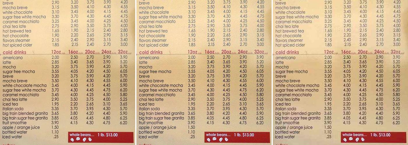Java Junction Menu