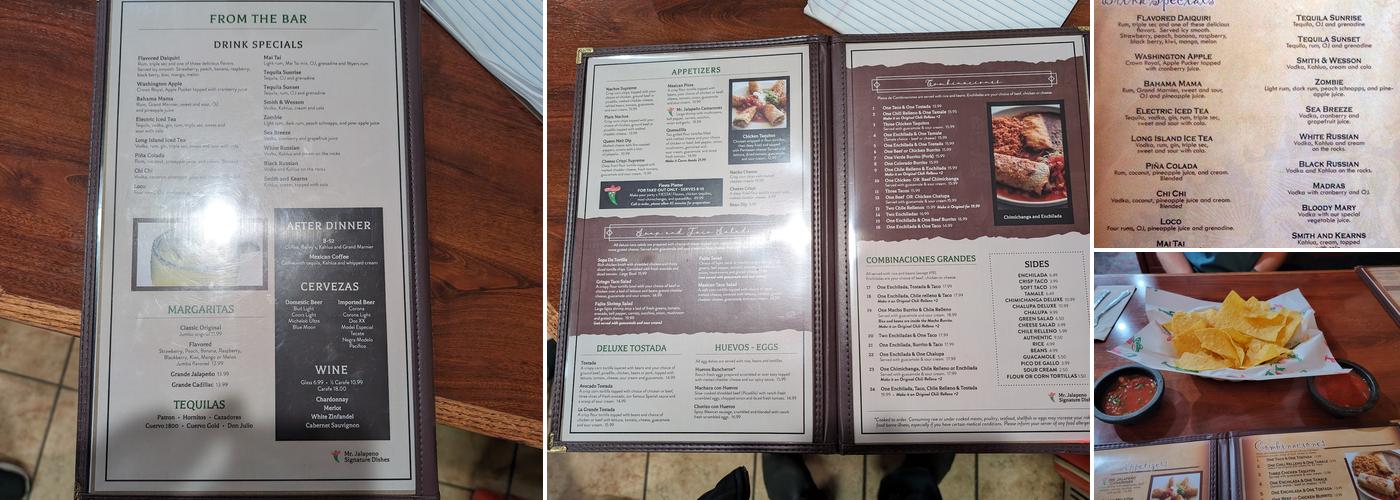 Mr. Jalapeno Menu