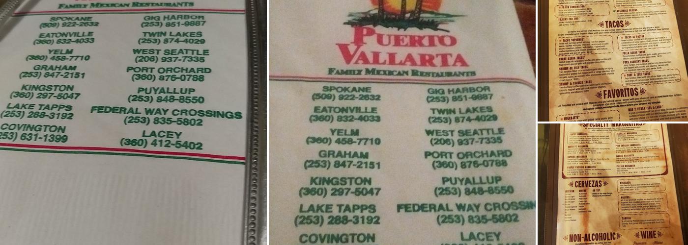 Puerto Vallarta, Lake Tapps Menu