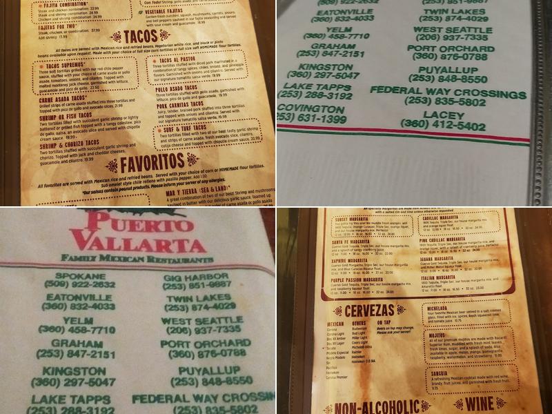 Puerto Vallarta, Lake Tapps Menu