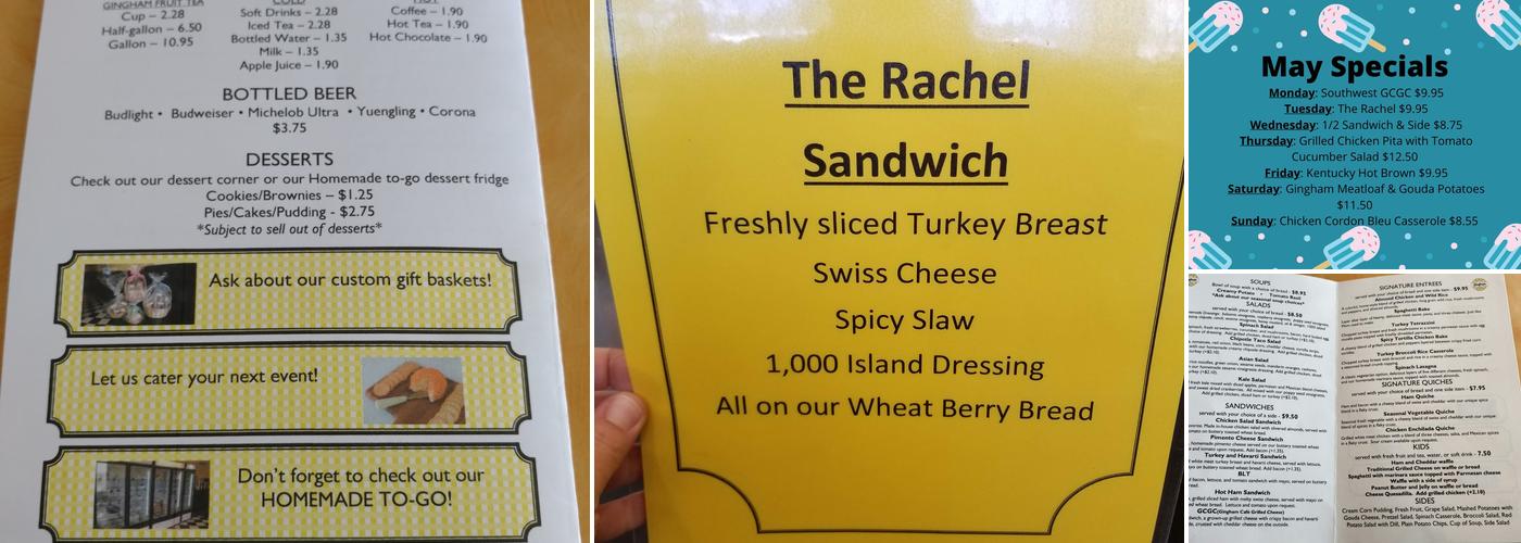 The Gingham Cafe Menu